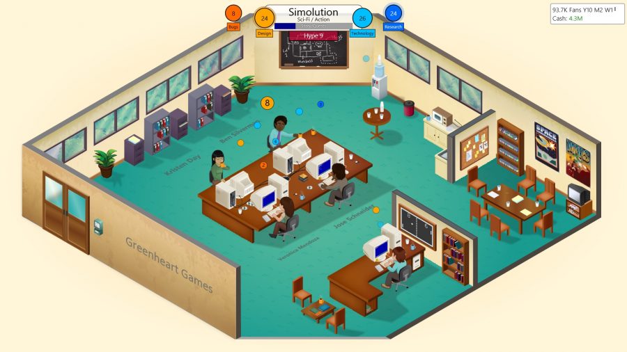 A video game studio in the game tycoon dev tycoon game