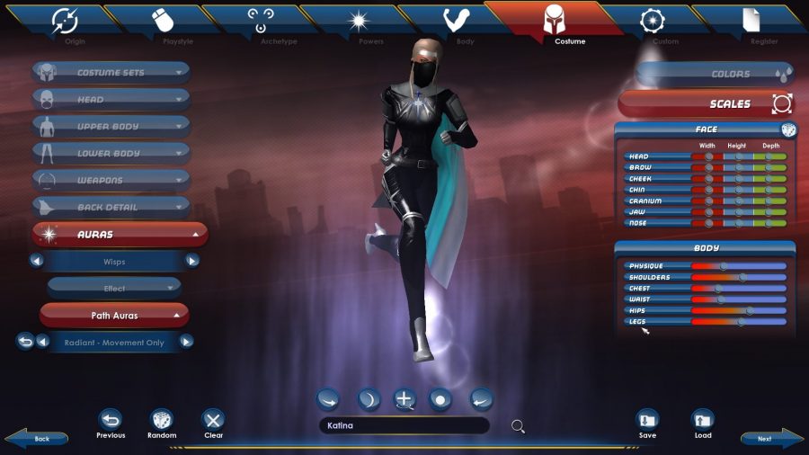 The character creator in City of Heroes