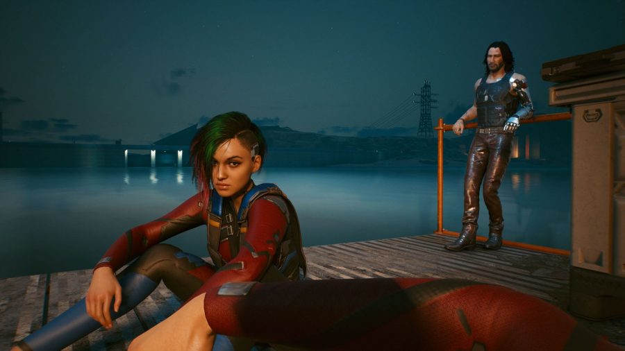 Sitting by the lake with Judy Alvarez in Cyberpunk 2077