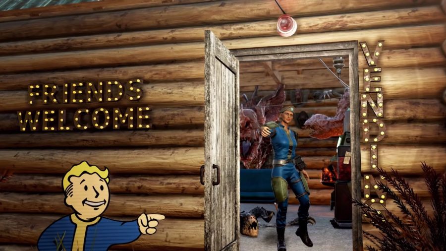 A player-made camp in Fallout 76