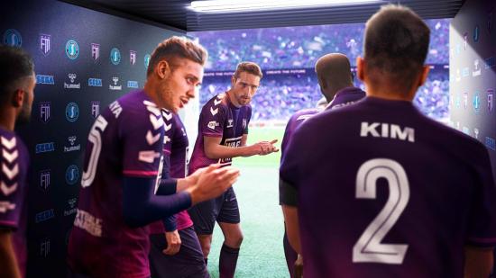 Football Manager 2022 players in a tunnel before a game