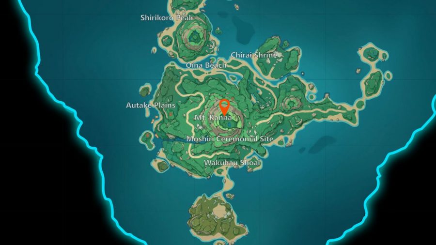 Une carte de l'île de Genshin Impact Tsurumi
