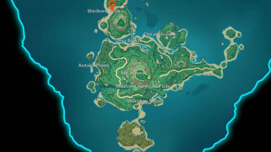 Une carte de l'île de Genshin Impact Tsurumi