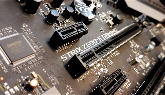 A photoshopped mockup of a Z690 motherboard, derived from a Z390 closeup