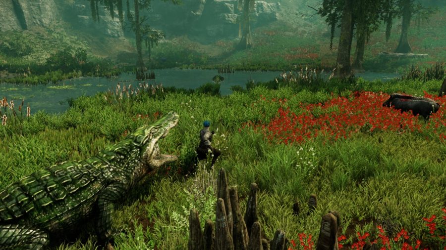 Chased by a croc in New World