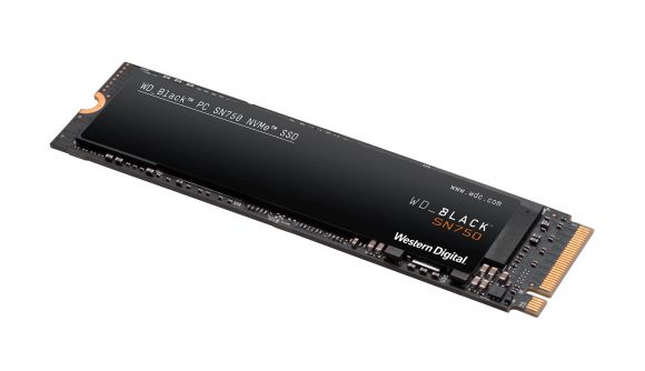 The Western Digital SN750 NVMe SSD against a white background