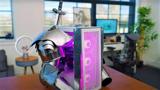 Custom Age of Empires IV gaming PC with purple ligjting
