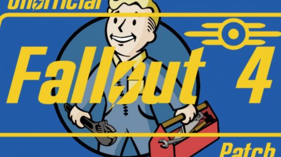 Best Fallout 4 mods: The logo for the Unofficial Fallout 4 patch featuring Vault Boy with a toolbox.