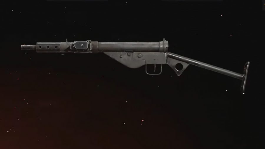 The stock version of the Sten SMG in Call of Duty Vanguard's preview menu