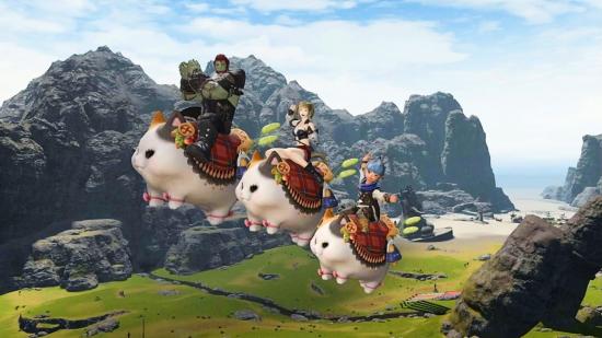 FFXIV players ride the fat cat mount