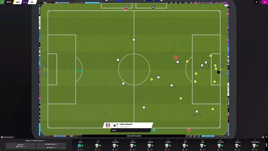 Tactical view of a game in FM22