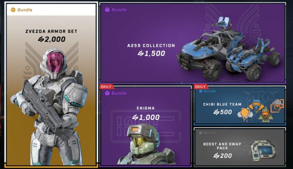 A series of items available in the Halo Infinite item shop