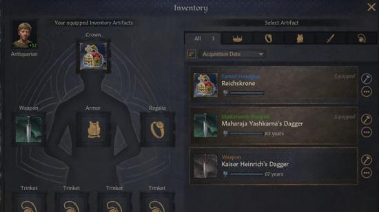 Crusader Kings 3's upcoming inventory screen.