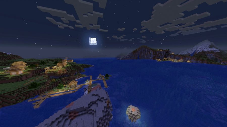 Best Minecraft seeds: two Minecraft villages across the coast from one another in Minecraft 