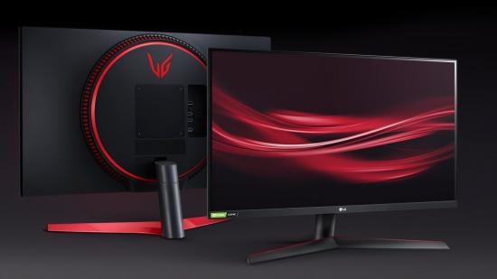 LG Ultragear gaming monitor with back and front view