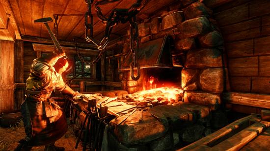 A blacksmith gets to work in New World