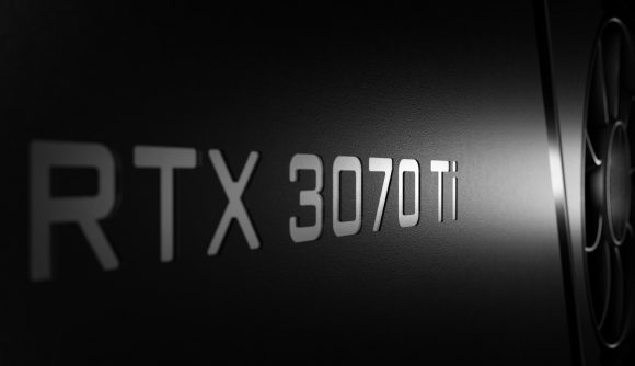 A close up of an Nvidia RTX 3070 Ti Founders Edition graphics card