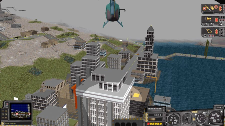 Flying over the city in SimCopter