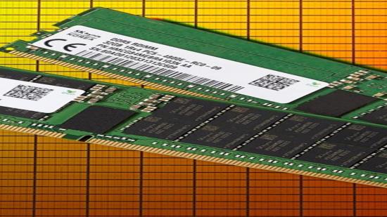 SK Hynix DDR5 RAM on orange backdrop