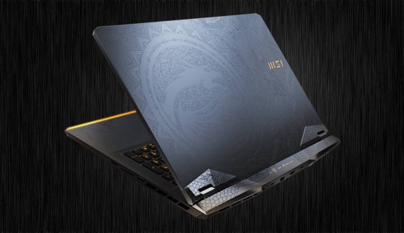 MSI rader gaming laptop on black backdrop