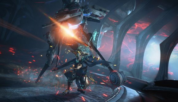 Dex warrior Teshin uses an ability in Warframe's upcoming New War expansion.