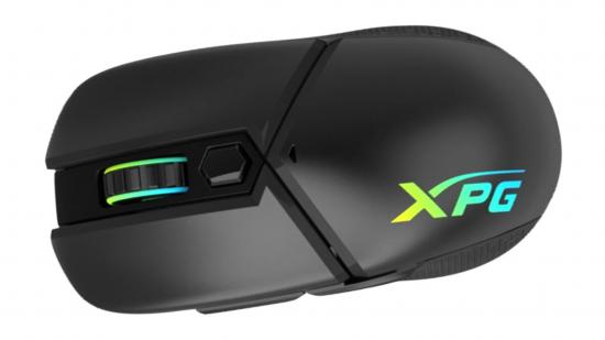 The XPG Vault gaming mouse concept shines RGB lighting through the logo and scroll wheel
