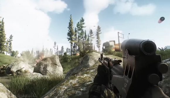A daytime firefight is seen in first person in Escape from Tarkov's upcoming map.