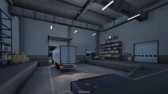 Backing into an interior loading zone in Euro Truck Simulator 2's Heart of Russia DLC