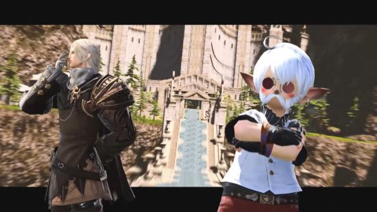 A montage of Final Fantasy XIV characters in an anime-style video