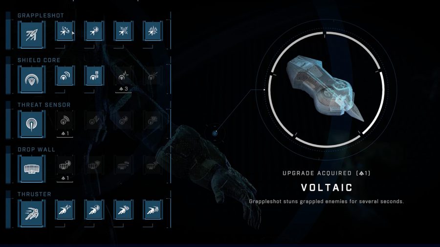L'écran de mise à niveau de la combinaison dans Halo Infinite