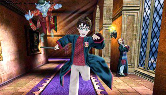 Harry Potter runs through Hogwarts