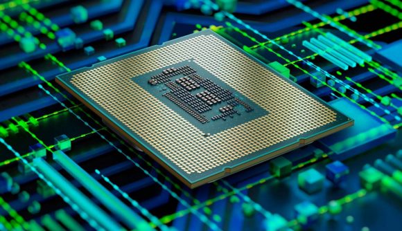 Intel Alder Lake CPU with pins showing