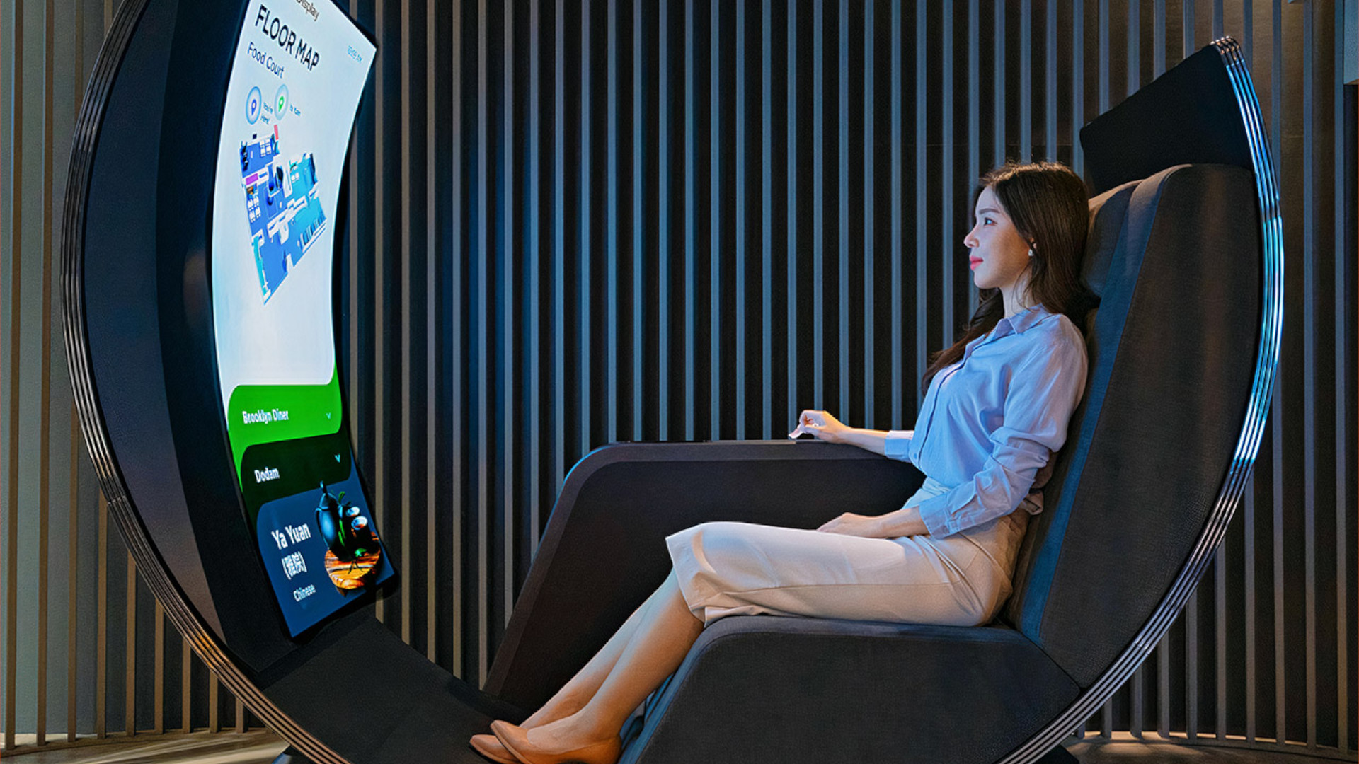 LG put a flexible OLED panel on a rotating chair and it looks like a great gaming setup