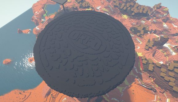 A giant Oreo built in Minecraft