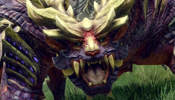 A close-up shot of Magnamalo from Monster Hunter Rise