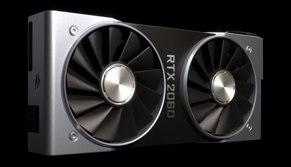 An RTX 2060 Founders Edition graphics card against a black background