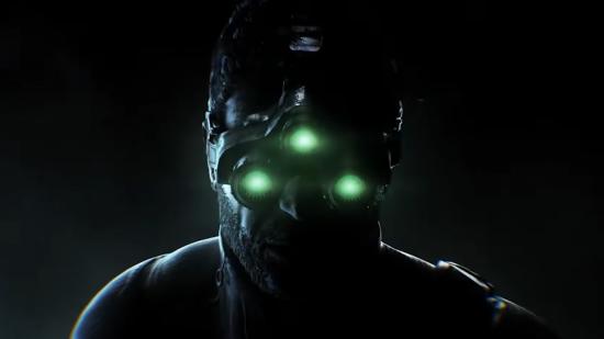 Sam Fisher's goggles glow green in Splinter Cell promotional art.