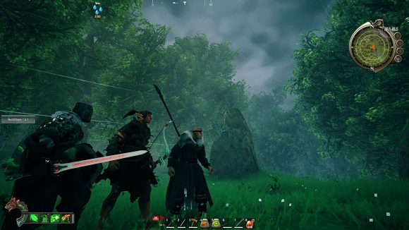 One Valheim player and two followers spawning using a mod go on an adventure