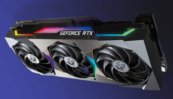 MSI RTX 3090 graphics card on blue backdrop