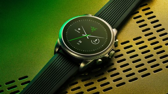 The Razer X Fossil smartwatch shows its analogue clock face