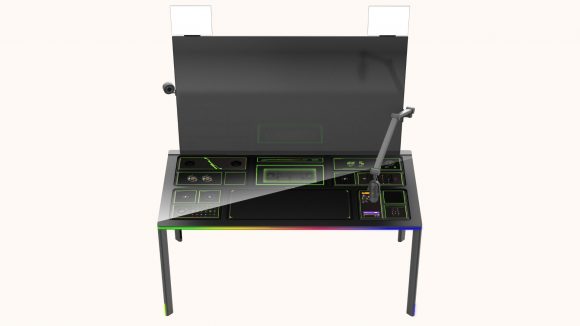 A top-down view of Razer's Project Sophia concept gaming desk