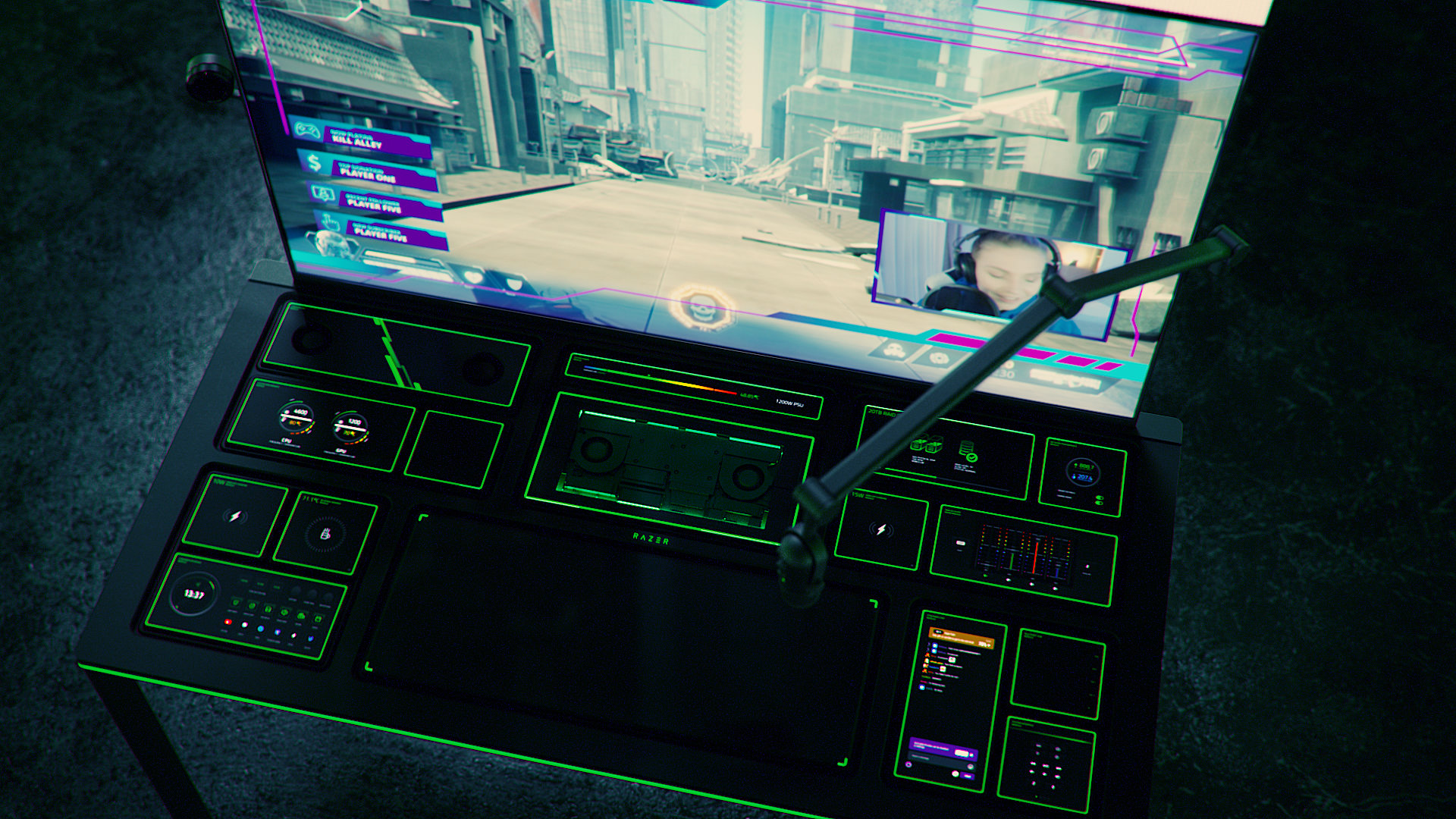 Razer's modular gaming desk concept belongs in Minority Report