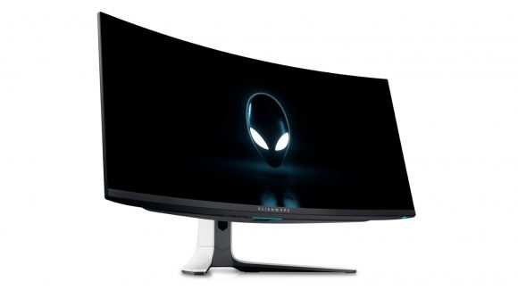 The front of the Alienware AW3423DW QD-OLED gaming monitor