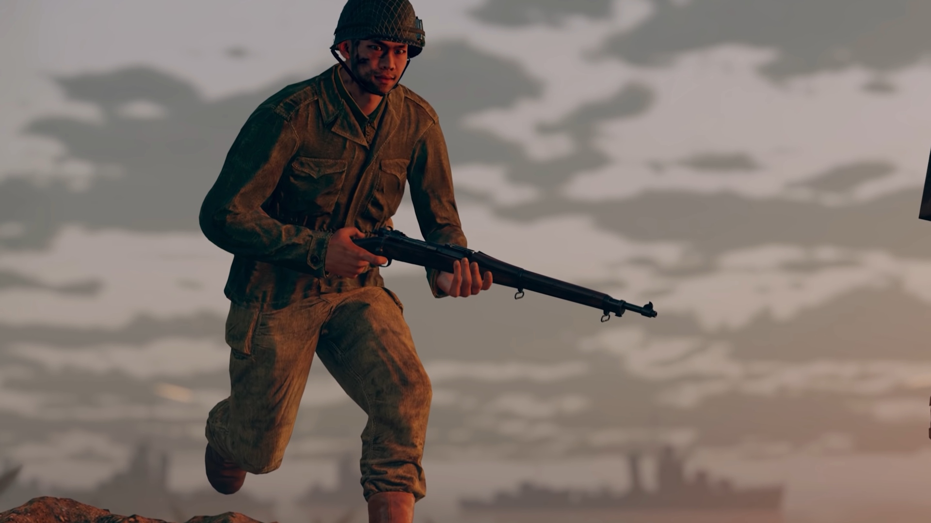 Best world war 2 games: A soldier runs with a long gun in Enlisted