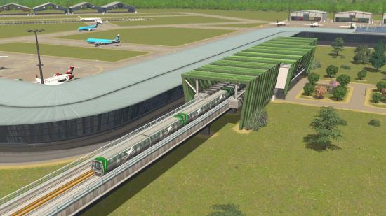 An airport metro in Cities: Skylines Airports DLC.