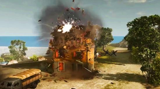 A three-storey house comes under heavy bombardment in Company of Heroes 3.
