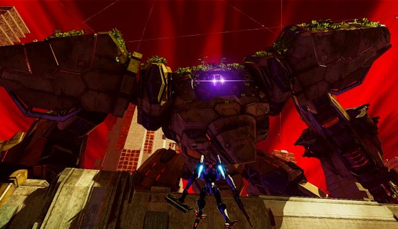 Two mechs face off in Daemon x Machina