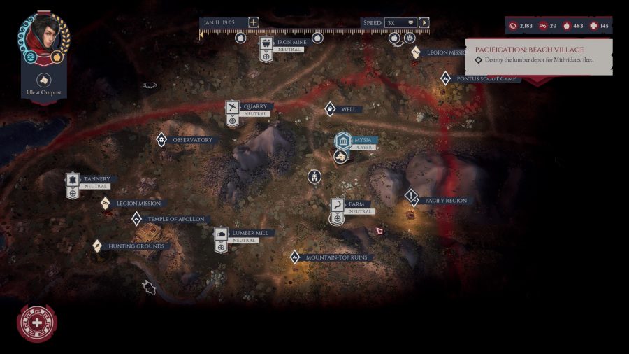 The tactical view of a large-scale battle in Expeditions: Rome