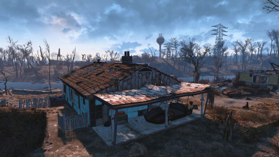 Vue de la colonie du Sanctuaire dans Fallout 4