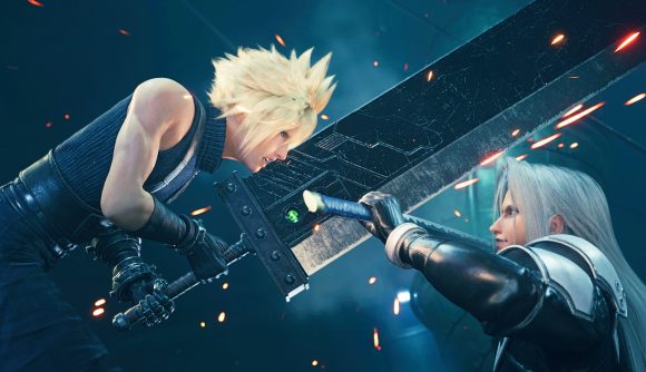 Cloud faces off with Sephiroth in Final Fantasy 7: Remake